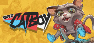 Super Cat boy is on the right and the title super catboy is on the right, yellow background.