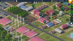 Successful farming in farm tycoon - image is screenshot of a farm, lots of red barns and cow pens everywhere