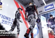 The PUBG Nations 2022 thumbnail shows 3 competitors in racing suits entering a stadium into a crowd with lights. Most of the image is white.