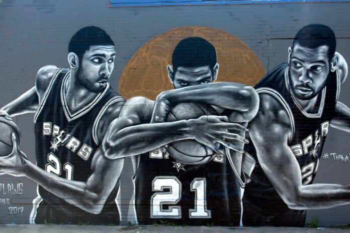 Tim Duncan NBA 2K23 Replica Build The Big Fundamental Tim Duncan Build - Mural of Tim Duncan