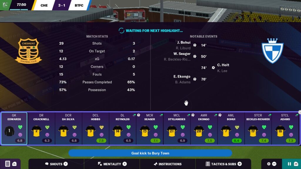 Best tactics in lower leagues - screenshot from game