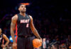 LeBron James build - James at the line for the Miami Heat