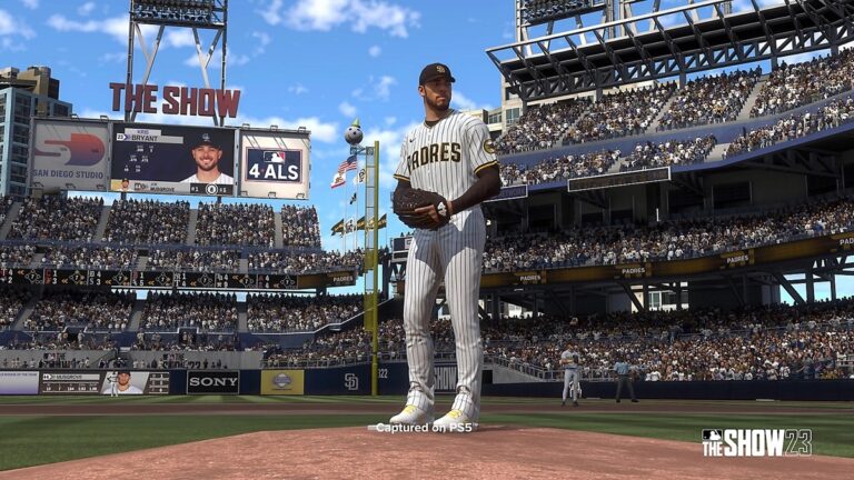 Best pitches to use - MLB The Show 23 promotional screenshot showing a pitcher ready to throw the ball