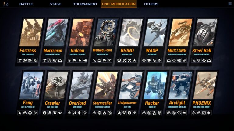 Mechabellum Counter list - image showing each mech