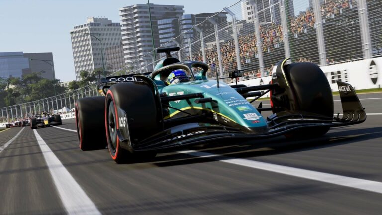 F1 23 Jeddah Setup - Image of car driving along the track