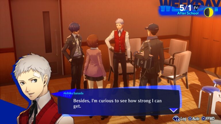 Persona 3 Reload social links - image of Akihiko speaking to SEES members